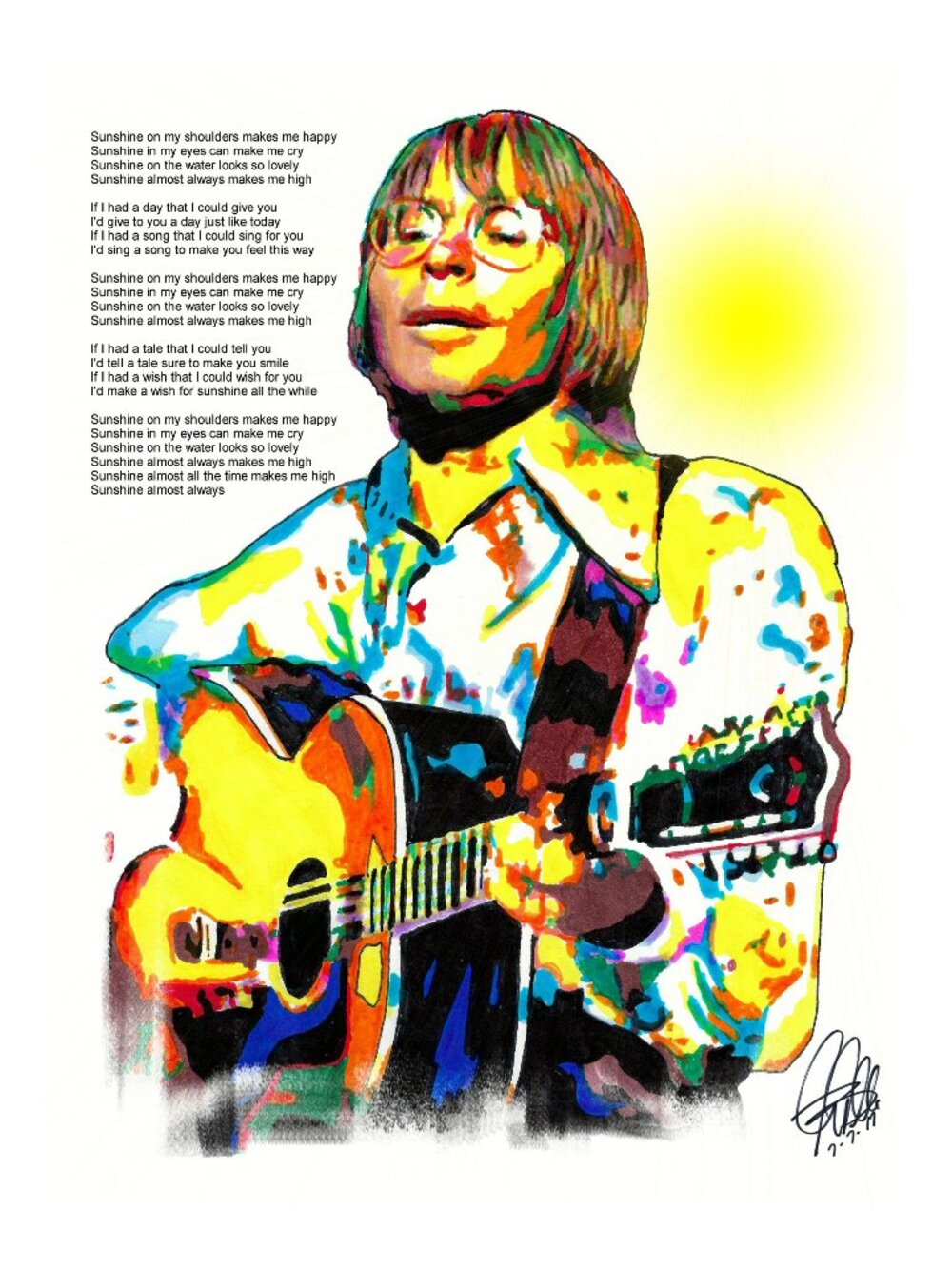 John Denver Sunshine on My Shoulders Singer Music Poster Print Wall Art 13x19